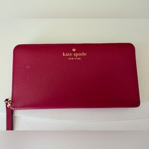 kate spade Pebbled Leather Long Wallet - Raspberry Pink